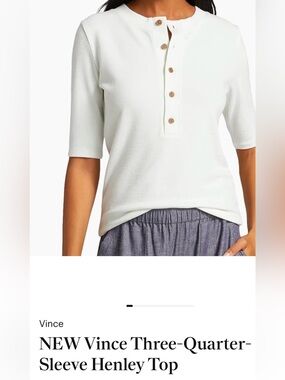 Vince White Three-Quarter Sleeve Henley Top
